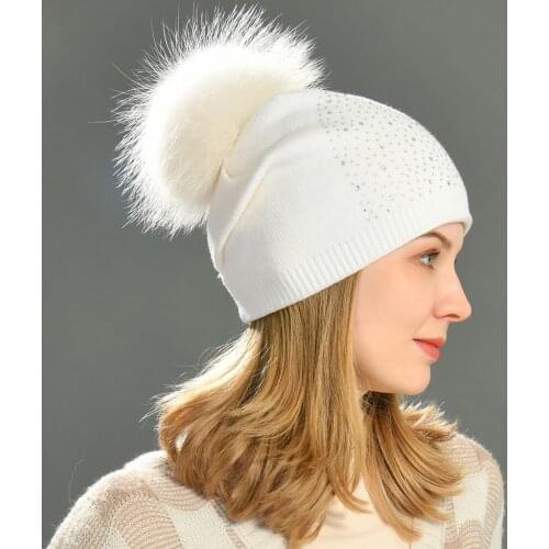 MAOMAO FUR M Women's Hats With Pompoms