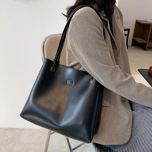 Fashion Women Pu Leather Handbags High Quality Large Capacity Ladies Bucket Shoulder Bag Designer Casual Tote Messenger Bags New
