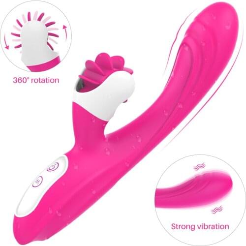 Powerful Dildo Vibrator Speeds Tongue Licking Nipple Clitoris Vibrating Stimulator Orgasm Sex Toys For Women Female Masturbator