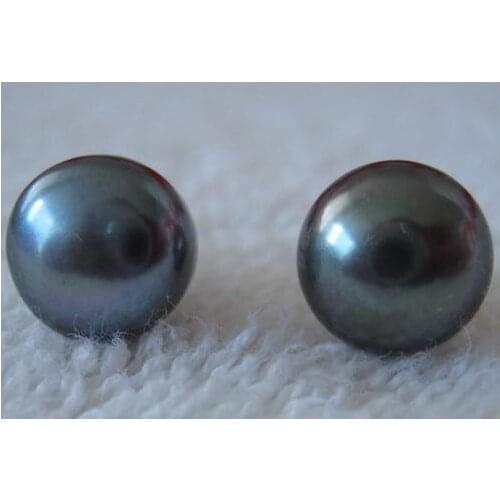 New Arrival Favorite Pearl Earrings 9-10mm Black Color Genuine Freshwater Pearls Silver Stud Earring Fine Pearl Jewelry