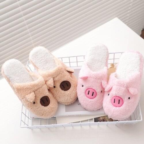 New Winter Womens Slipper Home Shoes For Women Chinelos Pantufas Adulto Fashion Lovely Bear Pig Indoor House Slippers With Fur