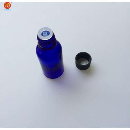 Wholesale 20ml Blue Glass Bottles with Sealing up Stopper+Screw Cap Shampoo Bottles Personal Care Jars 24pcs/lot