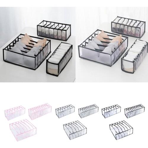 Portable Mesh Thicken Underwear Drawer Organizer Foldable Closet Socks Underpants Bra Storage
