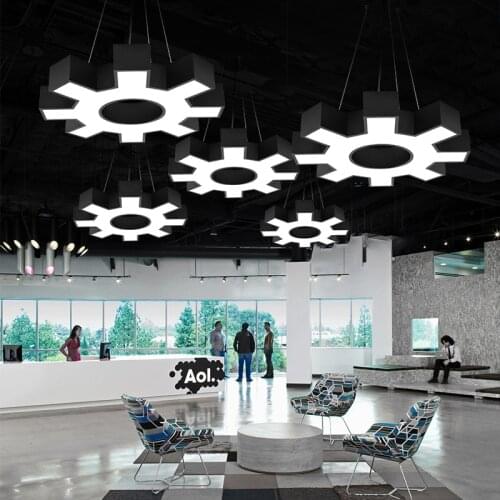 Postmodern LED white Black Gear Iron Acrylic Suspension Luminaire Lampen Pendant Lights.Pendant Lamp.Pendant light For Office