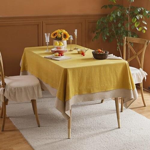 Table cloth Retro style solid color rectangular cotton and linen patchwork tablecloth