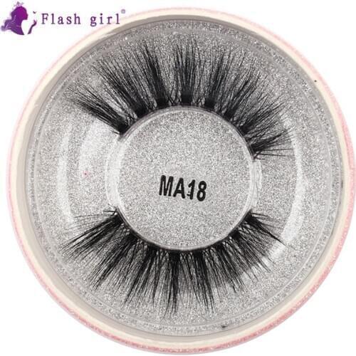 Flash Girl Eyelashes With Pink Package 3D Mink Lashes Reusable Silk False Eyelashes Natural Soft Makeup Extensions Tool MA18