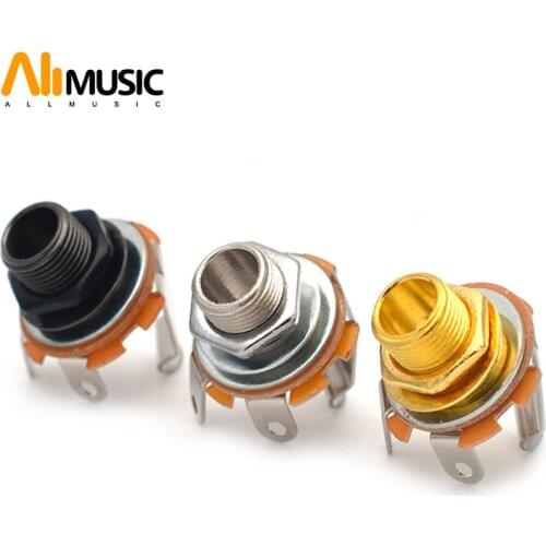 Gold/Black/Chrome 1/4"Mono Input Jack Plug Socket For Electric Guitar Bass,Guitar Pickup output jack Plug Socket 6.35