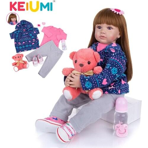 KEIUMI 24 Inch Pick 1 Of 2 Princess Reborn Toddler Baby Doll Silicone vinyl Adorable Reborn Bebe Toys For Children Surprises