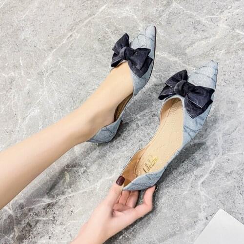 Fashion D'orsay Flats for Women Butterfly Knot Pointed Toe Shallow Flat Shoes Female Wedding Party Work Boat Shoes