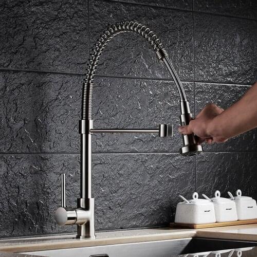 Free Shipping pull out Kitchen faucet luxury water tap chrome swivel kitchen sink Mixer tap kitchen vanity faucet sink faucet
