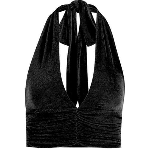 Women Halter Lace-up Crop Top Fashion Solid V Neck Sleeveless Backless Pleated Vest Basic Tees Y2k Tops Corset Club Party Wear