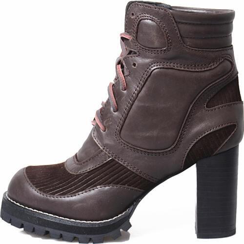 Retro Womens Platform Block Heels Boots Round Toe Lace Up Genuine Cow Leather High Heels Ankle Shoes Femme Runway Winter Booties
