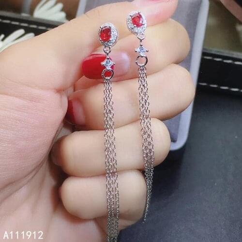 KJJEAXCMY fine jewelry natural Ruby 925 sterling silver women earrings support test lovely