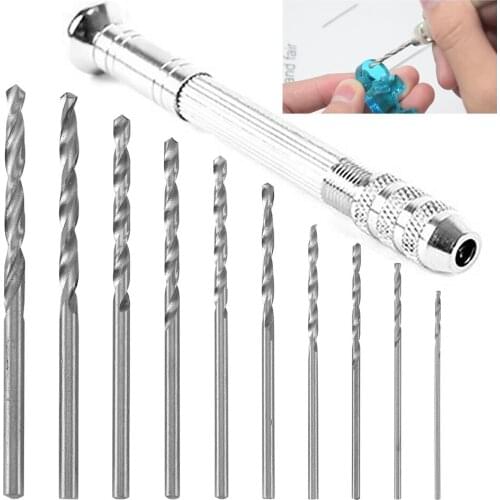 1/10/11Pcs Sturdy Tools Kit Stainless steel Set Wood for Resin Clamping Bit Keychain DIY Screw Making Precision Mini Hand Drill