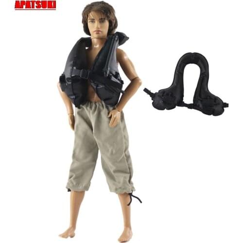 1pcs Black Mini Life Jacket For Ken Doll Outfits Clothes for Ken Boy Male Doll Toy for Children Dollhouse Accessories Kids Toys