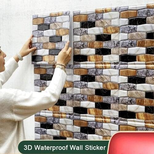 1PC 30cm*30cm 3D Self-adhesive Waterproof Brick Shape Wall Sticker Bathroom Home Decoration