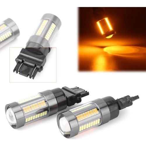 2PCS T25 3157 Dual-Color Switchback 66 SMD 4014 LED Bulbs Turn Signal light Lamp 12V Universal for Cars