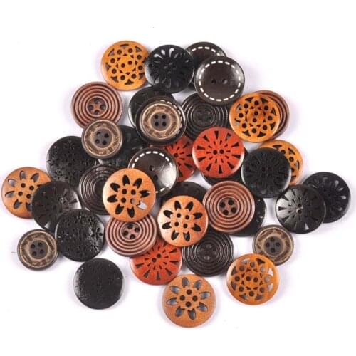 20pcs Mix size vintage wooden buttons For Scrapbook Crafts DIY Clothing coat Sewing Accessories