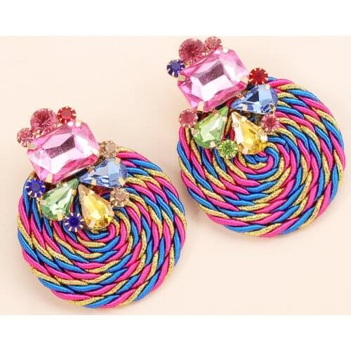 Fashion Handmade Bohemia Colorful Bamboo Drop Earrings for Women Big Statement Earrings Bridal Party Jewelry 10 Colors Available