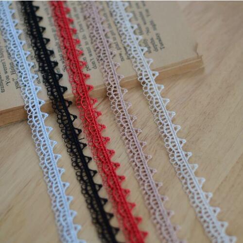 3 Meters Red Khaki White Black Beige Embroidered Net Lace Fabric Trim Ribbons DIY Sewing Handmade Craft Materials