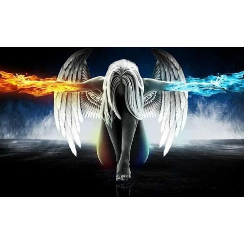 3D Square/Round Drill,5D DIY Diamond Painting Fantasy "Ice&Fire Angel" Diamond Embroidery Cross Stitch Rhinestone Decoration GT