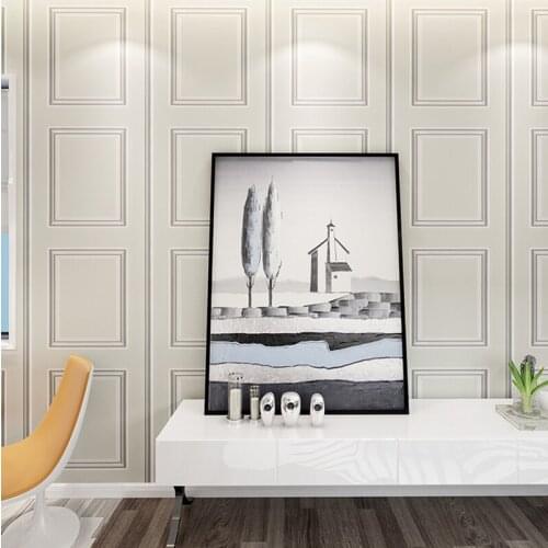 French style 3d Papel de parede wallpaper rolls for living room non-woven wall paper of photo frame grid vinyl wallcoverings