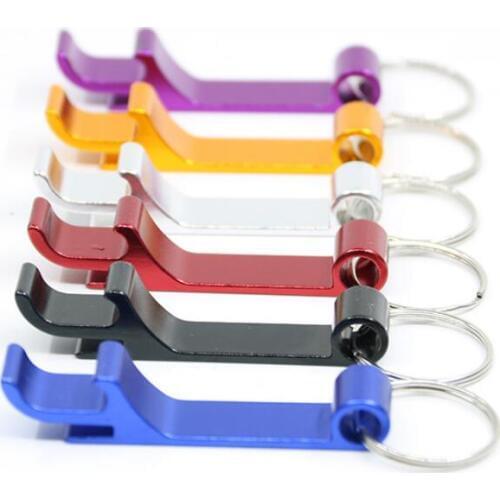 Free Laser Logo keychain metal aluminum alloy keychain ring beer Can bottle opener tool LX5704
