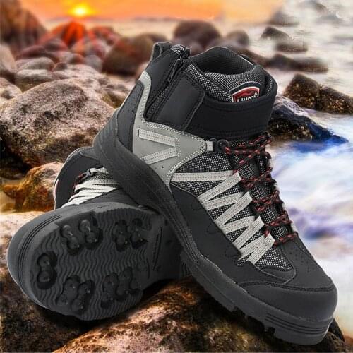Fly Waders Fishing Shoes New Upstream Boots Rubber Sole With Nails Professional Self Locking Waders Climbing Hiking Skid-proof