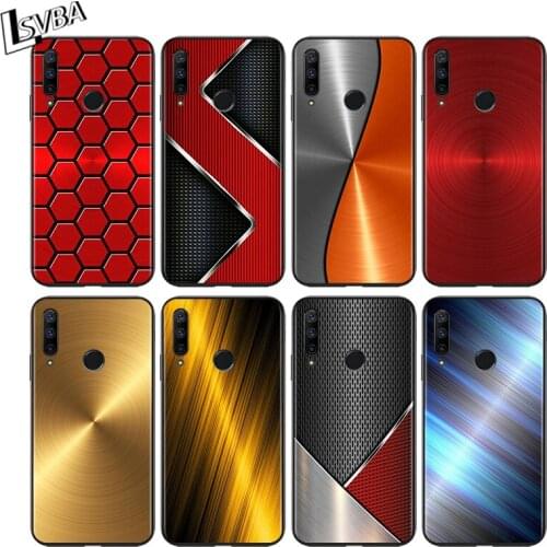 Red Blue Brushed Metal for Huawei Honor 30 20 10 9S 9A 9C 9X 8X MAX 10 9 Lite 8A 7C 7A Pro Silicone Black Phone Case