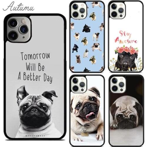 CUTE PUPPY PUG DOG MOPS Phone Case for iPhone 11 12 Pro Max mini X XR XS SE 2020 5 6S 7 8 Plus Samsung Galaxy S9 S10 Cover shell