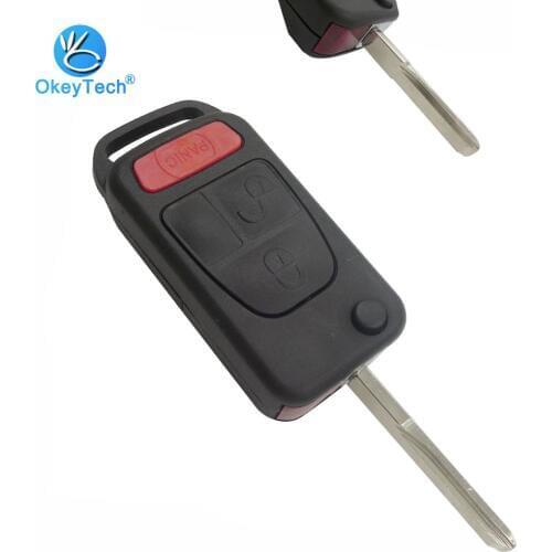OkeyTech for Mercedes Benz Key Shell 3+1 Panic 4 Button Flip Folding Remote Car Key Fob Cover Case for MB ML350 ML500 ML320 ML55
