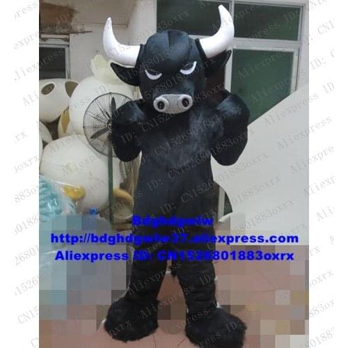 Black Kerbau Buffalo Bison Wild Ox Bull Cattle Calf Mascot Costume Adult Character Garden Fantasia Symbolic Ambassador zx2041