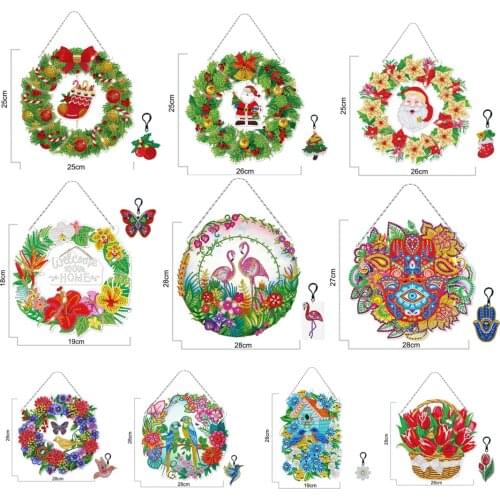 Diy flowers wreath for window decoration with LED acrylic diamond wreath for door hanging Christmas decorative wreaths Gifts