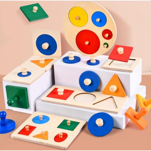 Kid Montessori Educational Multiple Geometric Shape Color Sorter Puzzle Board Toddler Preschool Learning Material Sensorial Toys