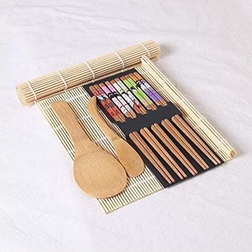 DIY Bamboo Sushi Maker Set Sushi curtain Rice Sushi Making Kits Roll Cooking Tools Chopsticks Spoon Sushi blade