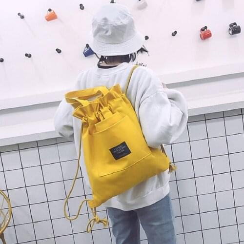 Canvas Drawstring Bag Backpacks Summer 2021 New Girl Student Book School Pink Casual Tote Shoulder Bag
