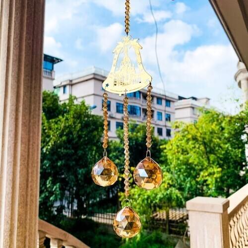 Chandelier Crystal Suncatcher Christmas Bell Champagne Crystal Balls Prism Hanging Pendant Christmas Wedding Home Decor