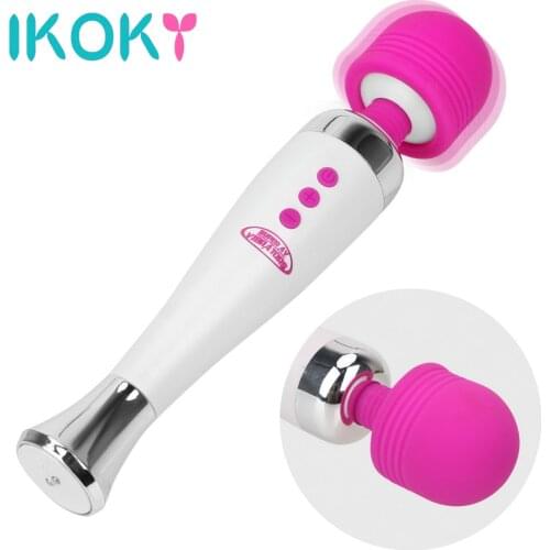 IKOKY 12 Speed Powerful Vibrator USB Charging AV Massager Vibrators Clitoris Stimulate G-spot Magic Wand Sex Toys for Women