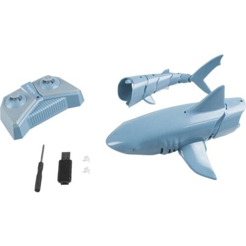 1:18 2.4G Simulation Remote Control Shark Boat Waterproof Rechargeable Battery Toy For Swimming Pool Bathroom Toy
