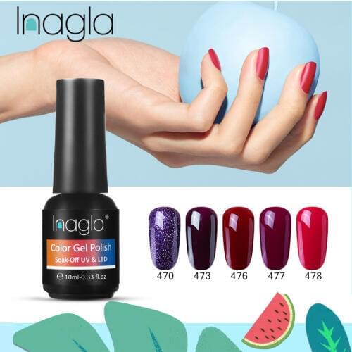 Inagla Nail Art Classic Gel Nail Polish 10ml Soak Off LED UV Varnish Enamel 298 Pure Colors Manicure Long Lasting Top Base Coat