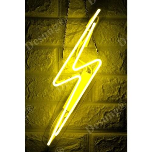 Custom Thunderbolt Lightning Flash Acrylic Neon Light Lamp Sign Beer Bar Handmade Real Glass Decorate Home Wall Room Windows