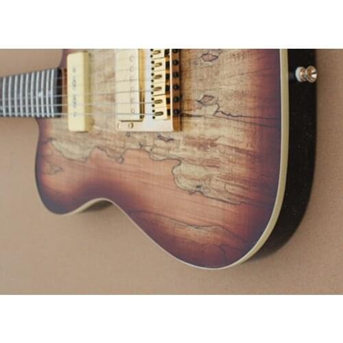 Custom 6 string guitar,sunburst guitar,spalted maple veneer P90 pickups,gold button,white binding,basswood body