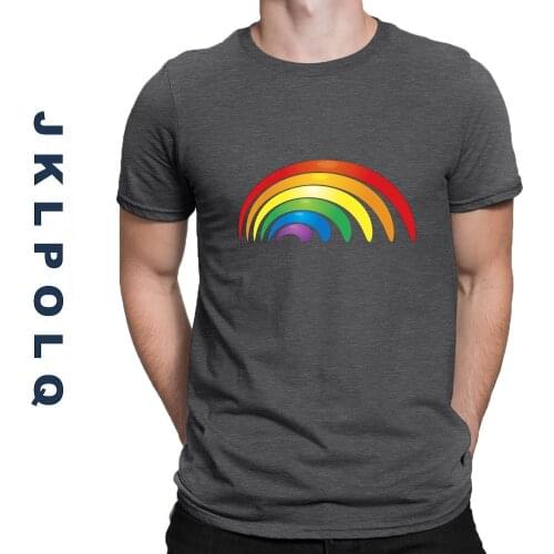 JKLPOLQ Summer Harajuku Oversized Men Women Funny Short Sleeve T-Shirt Rainbow Printing Casual Cotton Tees Eu Size XS-3XL