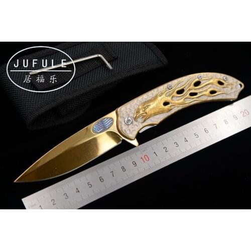 JUFULE custom made Eagle folding camping hunting pocket Survival EDC tool fruit Tactical outdoors flipper Utility kitchen knife