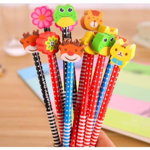 Kawaii Pencil Special Color Cartoon Eraser Pencil School Supplies HB Childrens Cartoon Pencil Student Stationery Lapiz