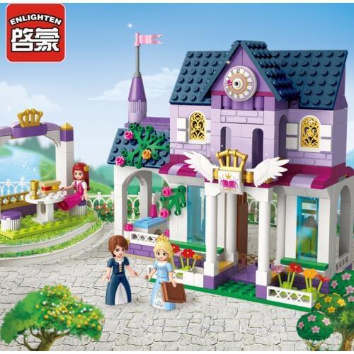 Enlighten Building Block Girls Friends Princess Leah Royal Library 3 Figures 423pcs Educational Bricks Toy For Girl Gift-No Box