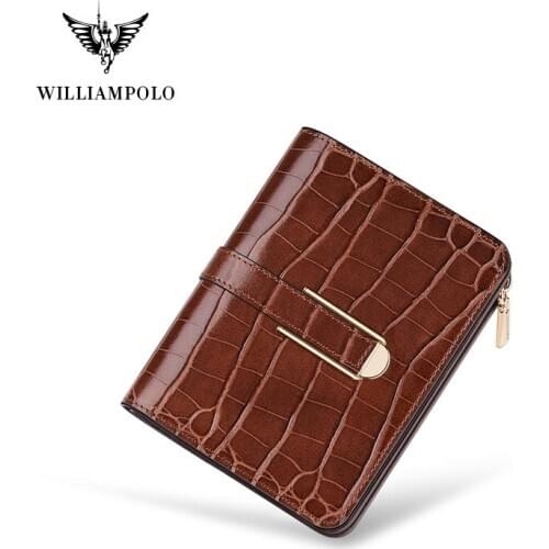 Luxury Brand Wallets for Women Genuine Leather Crocodile Pattern Leather Small Zipper Purse Card Holder with Zipper Pocket