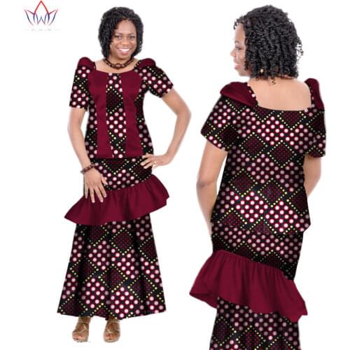 Summer Women Dress Traditional African Traditional 2 Pieces Women Set Clothing Customized Made Tops + Skirts Hot Sale BRW WY166