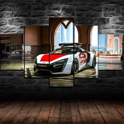 Framed Lykan HyperSport Poice Car HD Printed 5 Pcs Canvas Art Wall Decor, Wall Art Pictures Home Decor Print Painting