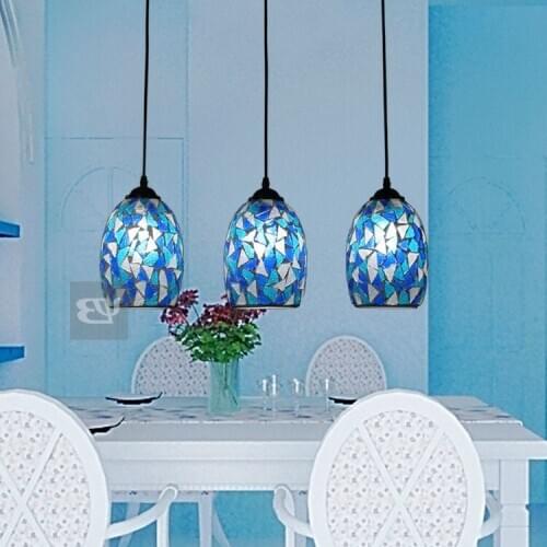Fashion Multithread Bohemia Mosaic Stained Glass Pendant Light Dining Room Bedroom Hanglamp E27 110-240v Bed industrial lamp